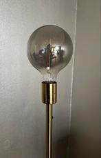 Sta lamp goud met smoke glas, Huis en Inrichting, Lampen | Vloerlampen, Ophalen of Verzenden, Zo goed als nieuw, Glas