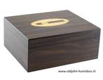 H37 AKTIEPRIJS  HUMIDOR  WALNOOT M DELUXE MET SIGAAR  LOGO, Verzenden, Nieuw, Tabaksdoos of Verpakking