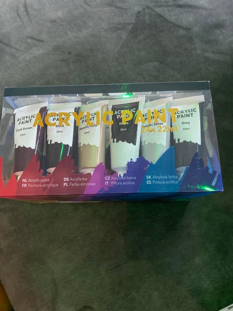 Acrylverf Set - 24 kleuren incl. Goud & Zilver - Nieuw, Hobby en Vrije tijd, Schilderen, Ophalen of Verzenden, Nieuw, Acrylverf