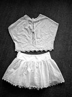 Schitterende witte broderie set mini rok / bloesje 36 /ibiza, Wit, Ophalen of Verzenden, Zo goed als nieuw, Maat 36 (S)