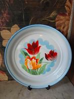Emaille dienblad bloemen, Antiek en Kunst, Ophalen of Verzenden