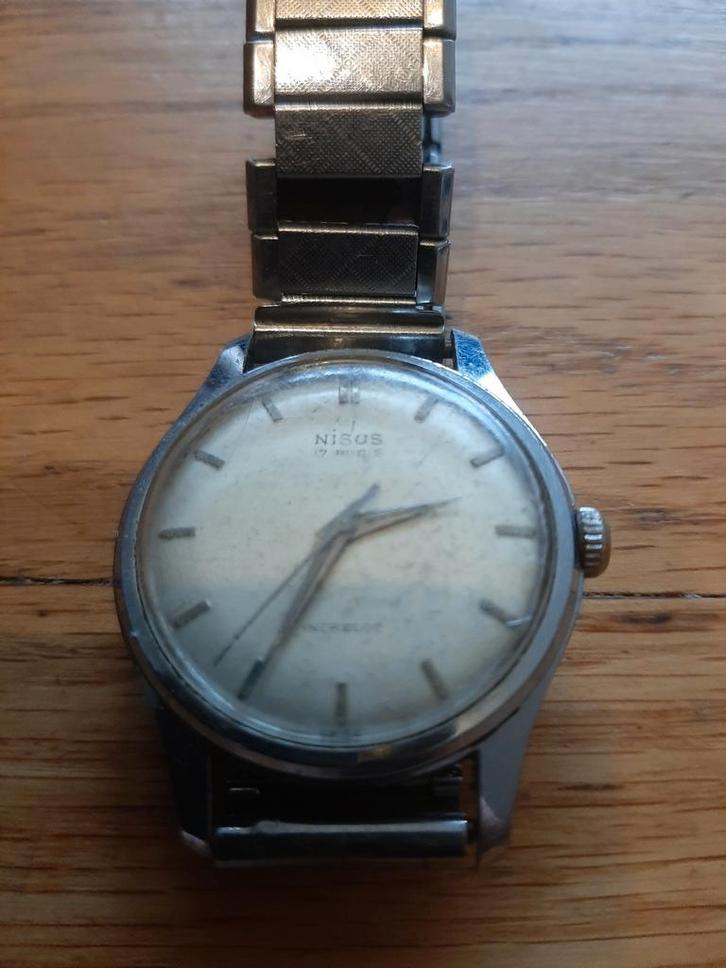 Nisus 17 Rubis Heren polshorloge, Sieraden, Tassen en Uiterlijk, Horloges | Antiek, Overige merken, Staal, 1960 of later, Ophalen of Verzenden