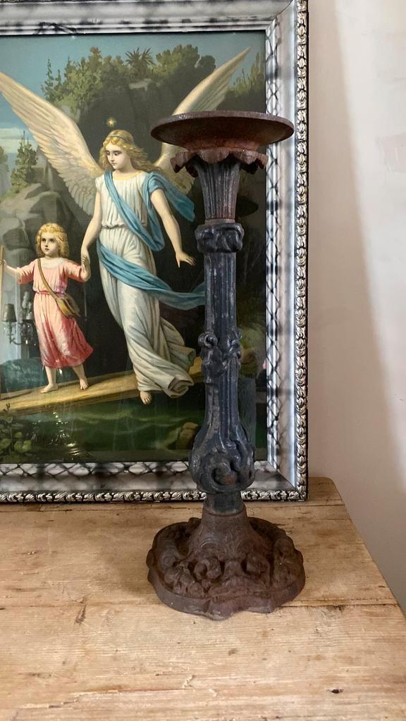 Zware kandelaar van gietijzer, Huis en Inrichting, Woonaccessoires | Kandelaars en Kaarsen, Gebruikt, Kandelaar, 25 tot 50 cm