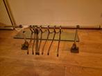 Vintage wandkapstok met hangers en glazen plank, Huis en Inrichting, Woonaccessoires | Kapstokken, Gebruikt, 100 tot 150 cm, Metaal