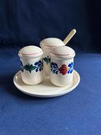 Boerenbont menagesetje/peper,zout en mosterd, Overige typen, Ophalen of Verzenden, Zo goed als nieuw, Aardewerk