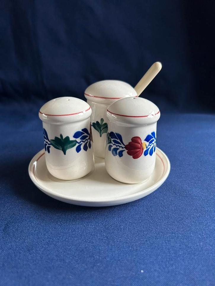 Boerenbont menagesetje/peper,zout en mosterd, Huis en Inrichting, Keuken | Servies, Zo goed als nieuw, Overige typen, Boerenbont