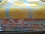 4 retro vintage pastel dekens, Huis en Inrichting, Woonaccessoires | Plaids en Woondekens, Ophalen, Gebruikt