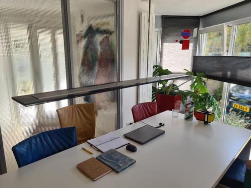 Langwerpige zwarte led designlamp, Huis en Inrichting, Lampen | Plafondlampen, Zo goed als nieuw, Glas, Metaal, Ophalen