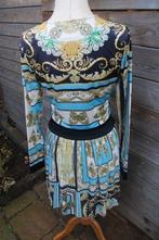 Overslagjurk zwart/ aqua/ geel Etoile du monde mt 3 (M) Vast, Kleding | Dames, Jurken, Maat 38/40 (M), Ophalen of Verzenden, Zo goed als nieuw