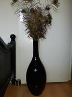 Grote zwarte glazen vaas 70 cm hoog., Ophalen of Verzenden