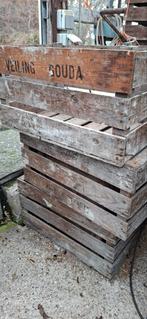 Oude houten veilingkisten, Ophalen, Gebruikt, Hout