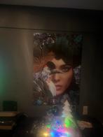 Glasplaat met afbeelding van vrouw en vogel, Antiek en Kunst, Kunst | Tekeningen en Foto's, Ophalen of Verzenden