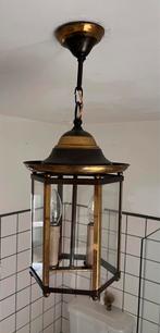 Antieke messing lantaarn hanglamp kleine fitting, Minder dan 50 cm, Gebruikt, Ophalen of Verzenden