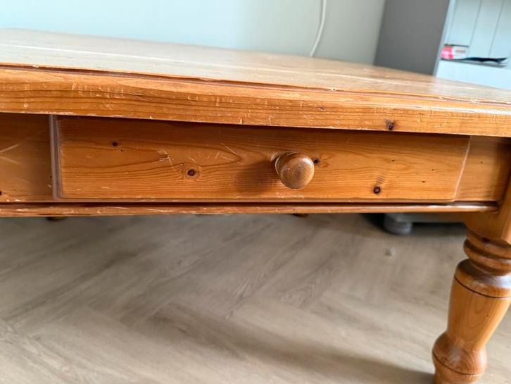 Houten salontafel met lade, Huis en Inrichting, Tafels | Salontafels, Gebruikt, Minder dan 50 cm, 50 tot 100 cm, 100 tot 150 cm
