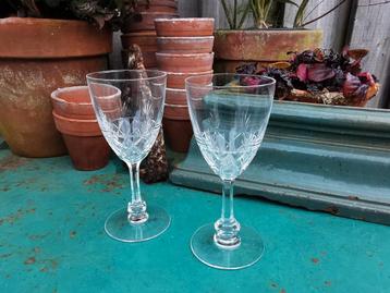 Oude geslepen wijnglazen kristal, witte wijn portglas Miekje beschikbaar voor biedingen