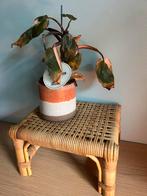 Vintage bohemian/rotan plantenkrukje, Huis en Inrichting, Krukjes, Ophalen, Zo goed als nieuw, Hout