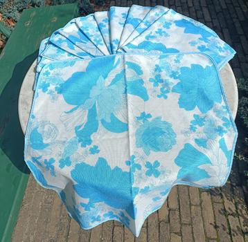 12 Vintage blauw psychedelische servetten 50 x 50 cm (LA5) beschikbaar voor biedingen