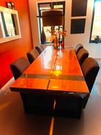 6x stoffen antraciete eetkamerstoelen, Ophalen, Gebruikt, Zwart, Stof