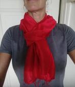 Nieuwe handgemaakte 100% zijden sjaal helderrood 170x33 cm, Ophalen of Verzenden, Nieuw, Maat 46/48 (XL) of groter, Sjaal