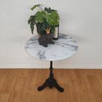 Bistrotafeltje marmer blad met gietijzer poot, tuintafeltje, Valkenswaard, Gebruikt, Info@flashbackfurniture.nl, Rond