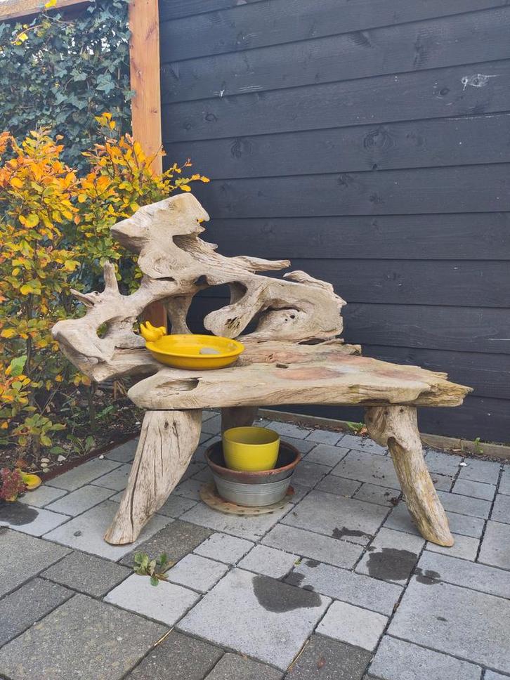 Fraai en robuust houten tuinbankje, Tuin en Terras, Tuinbanken, Gebruikt, Hout, Ophalen