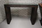Mooie bartafel statafel wicker met glasplaat 150 x 50 cm., 1 kruk, Ophalen, Zo goed als nieuw, 90 cm of meer
