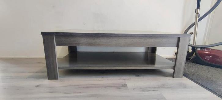 Mooie grijze salontafel - eiken gelamineerd, Huis en Inrichting, Tafels | Salontafels, Zo goed als nieuw, Minder dan 50 cm, 50 tot 100 cm