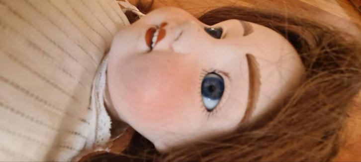 Zeer oude pop met open mond, Antiek en Kunst, Antiek | Speelgoed, Ophalen of Verzenden