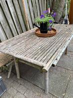 Bamboe tuintafel en bank, Tuin en Terras, Tuintafels, Ophalen, Gebruikt, Rechthoekig, Hout