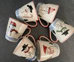 6 Vic’s hand painted winterse  mokken met Sneeuwpop, Huis en Inrichting, Keuken | Servies, Ophalen of Verzenden
