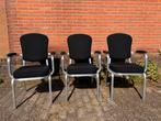 3 luxe zwarte vergaderstoelen met armleuning, Ophalen, Gebruikt, Drie, Zwart