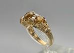 GoudenVintage ring met edelsteen citrien en parel. 2025/593., Sieraden, Tassen en Uiterlijk, Ringen, Met edelsteen, ., Geel, Ophalen of Verzenden