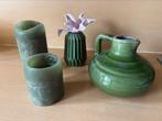 Vaas kruik kaarsen vintage groen woonaccessoires, Aardewerk of Porselein, Ophalen of Verzenden, Zo goed als nieuw, Minder dan 50 cm