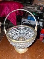 Antiek Kristallen Mandje met Zilveren Handvat, Antiek en Kunst, Antiek | Glas en Kristal, Ophalen of Verzenden