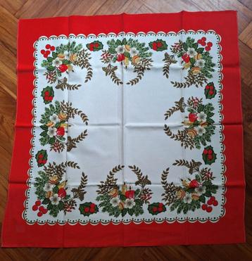 Vintage 70's Kerst kleedje, tafelkleed, dekservet 85 x 85 cm beschikbaar voor biedingen