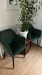 Groene Velvet Stoelen - Set van Twee, Huis en Inrichting, Stoelen, Ophalen, Twee, Overige kleuren, Zo goed als nieuw