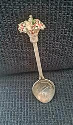 Vintage w.a.p.w gr.britain theelepel mery christmas bloemen, Antiek en Kunst, Antiek | Bestek, Ophalen of Verzenden