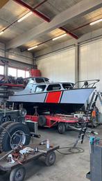 7.5 m stoere kajuit stalen boot met zwemplateau, Watersport en Boten, Motorboten en Motorjachten, Ophalen, Zo goed als nieuw, Staal
