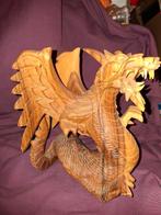 Houten sculptuur Draak Handgestoken, Antiek en Kunst, Kunst | Beelden en Houtsnijwerken, Ophalen of Verzenden