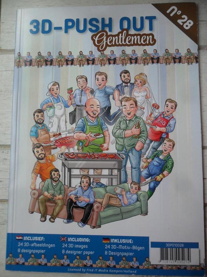 3D Push Out Gentlemen, Hobby en Vrije tijd, Kaarten | Zelf maken, Nieuw, Overige typen, Overige thema's, Ophalen of Verzenden