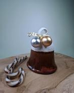 Handgemaakte keramiek kerstklok, koper met sneeuwglazuur, Ophalen of Verzenden, Nieuw