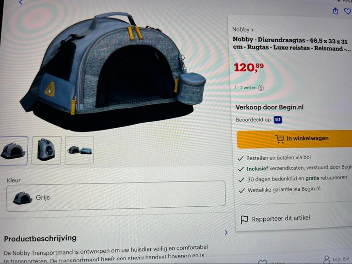 Honden draagtas vervoer tas mand, Dieren en Toebehoren, Honden-accessoires, Nieuw, Ophalen