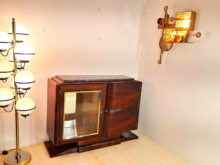 Origineel Art Deco dressoir, bar, vitrinekast, Frankrijk., Antiek en Kunst, Antiek | Meubels | Kasten, Ophalen of Verzenden