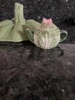 Russ Berrie & co theepot groen met roze strik, Verzenden