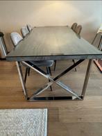 LUXE Eettafel 6 person 190x90, Saloon tafel+tv unit kan ook, Ophalen, Hout,metaal,glass, Teakhout, 50 tot 100 cm