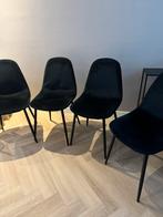 4 x Mooie zwarte velvet eetkamer stoelen!!, Vier, Stof, Ophalen of Verzenden, Zo goed als nieuw