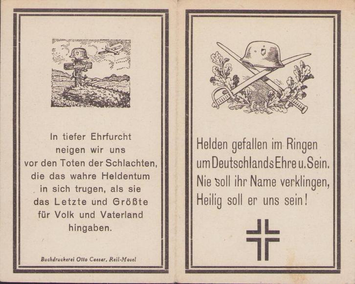 XX-TK Death Notice (high decorated), Verzamelen, Militaria | Tweede Wereldoorlog, Landmacht, Overige typen, Duitsland, Verzenden