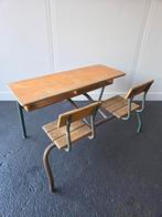 Vintage Frans Industrieel Schoolbankje, Ophalen, Gebruikt, Bureau