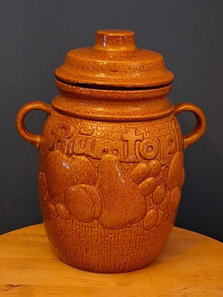 Rumtopf Keramiek Bruin Fruit Motief Vintage Scheurich, Antiek en Kunst, Antiek | Keramiek en Aardewerk, Ophalen of Verzenden