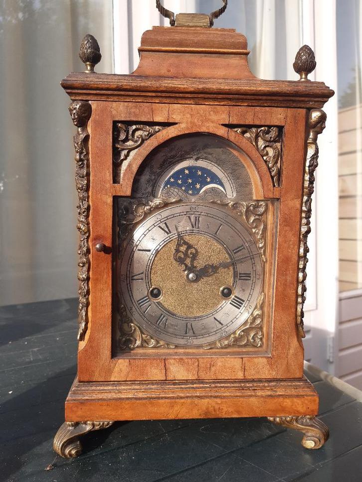 bracket clock antieke tafel klok John Smith + opwindsleutel, Antiek en Kunst, Antiek | Klokken, Ophalen
